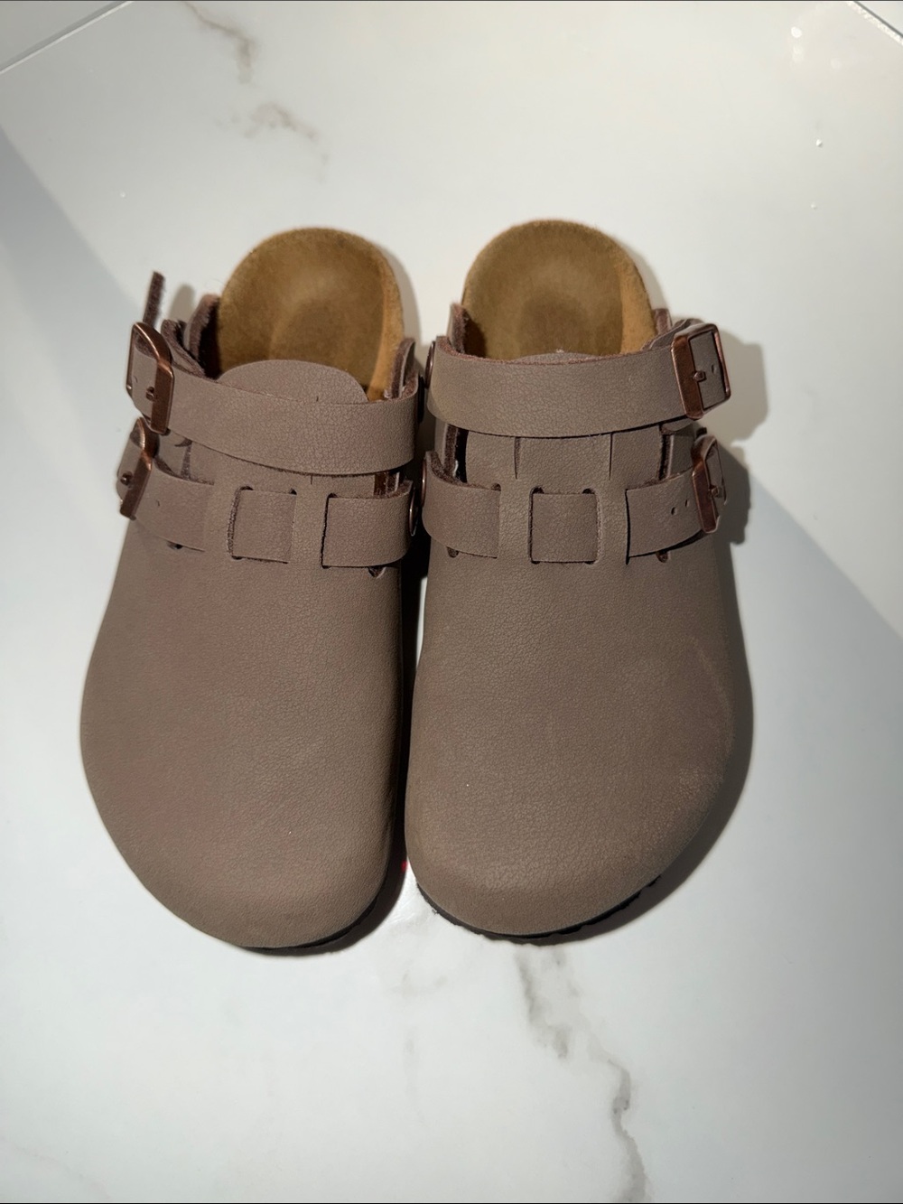 Birkenstock Kids Slip-On Buckle Clog in Taupe